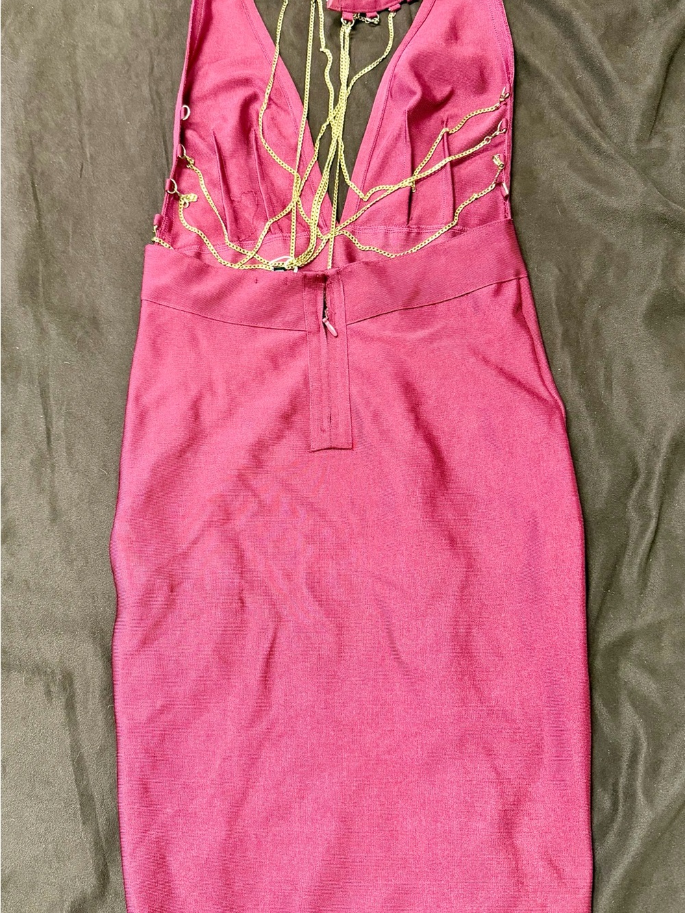 WOW couture Magenta Chain-Accent Bodycon Dress
